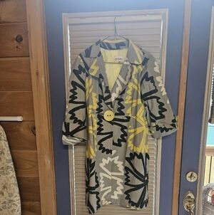 3 Sisters Yellow Lined Plaid Jacket with Gray & Black Accents